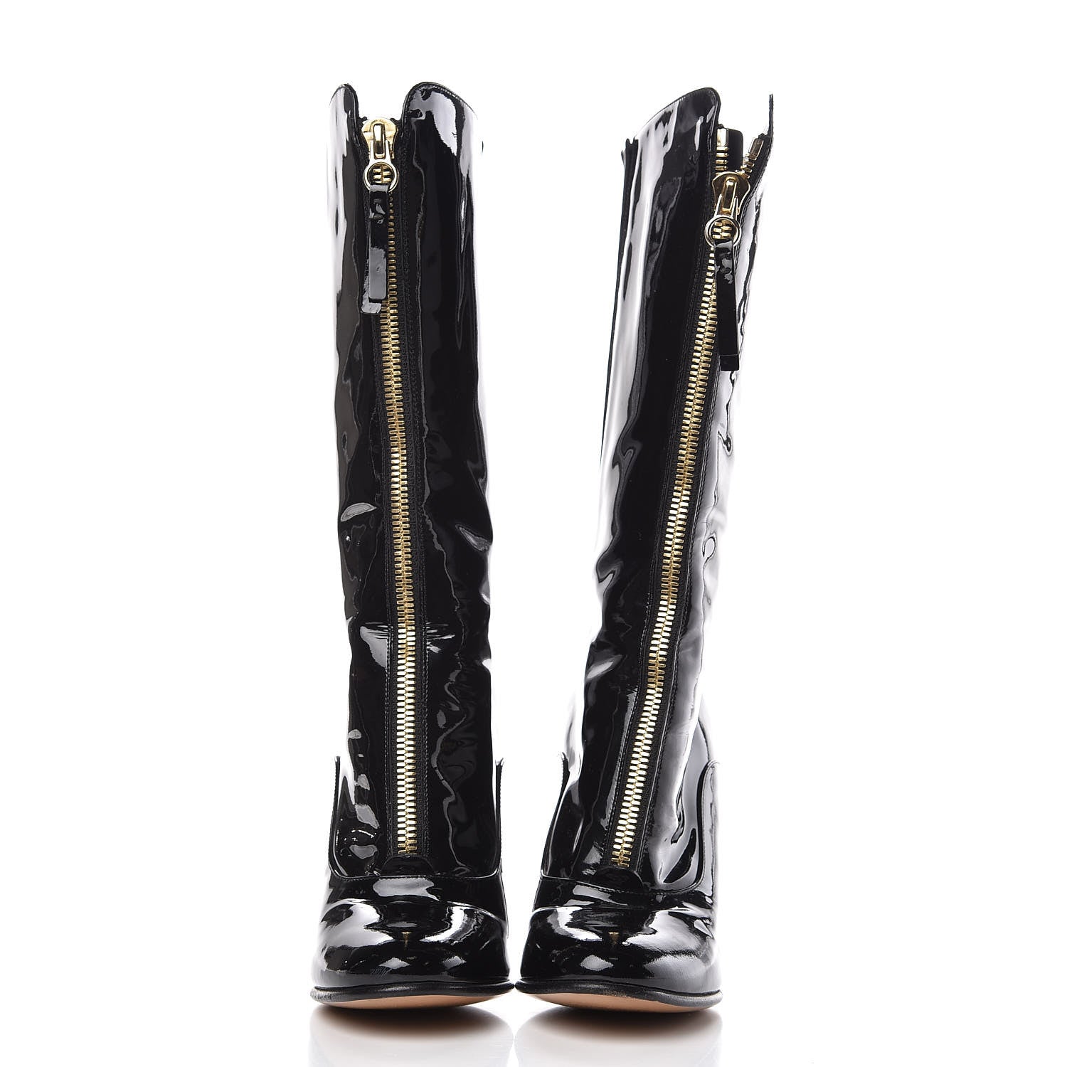 Valentino Garavani Patent Rebelle Front Zip Boots 37.5 Black 2 of 9