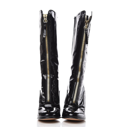 Valentino Garavani Patent Rebelle Front Zip Boots 37.5 Black 2 of 9