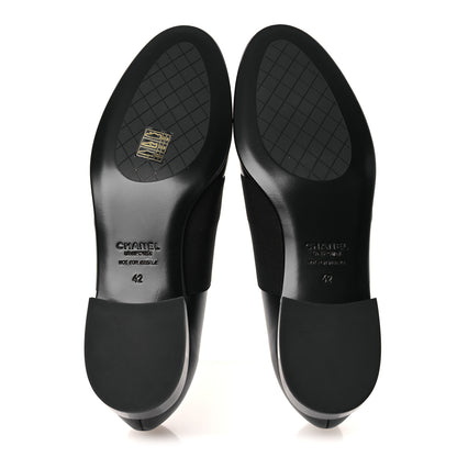 Chanel Calfskin Elastic Lace Up Cap Toe CC Loafers 42 Black 7 of 11
