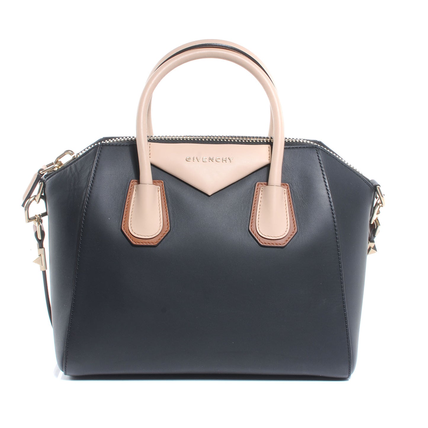 Calfskin Small Scuba Tri-Color Antigona Black Nude Brown