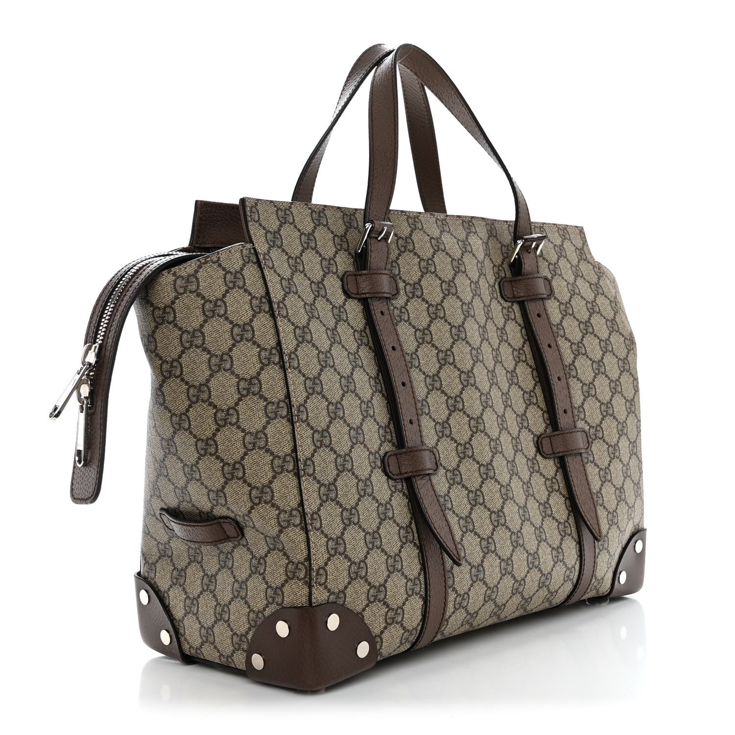Gucci GG Supreme Monogram Textured Dollar Calfskin Medium Detail Tote Beige Ebony New Acero 3 of 18
