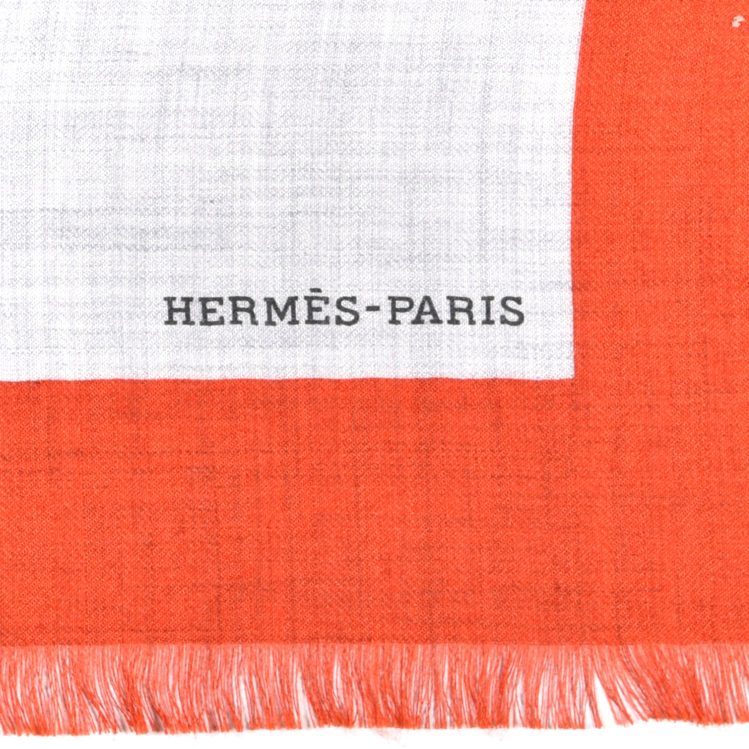 Hermes Cashmere Silk Quadrige II Stole 140 Gris Chine Orange Black 4 of 5