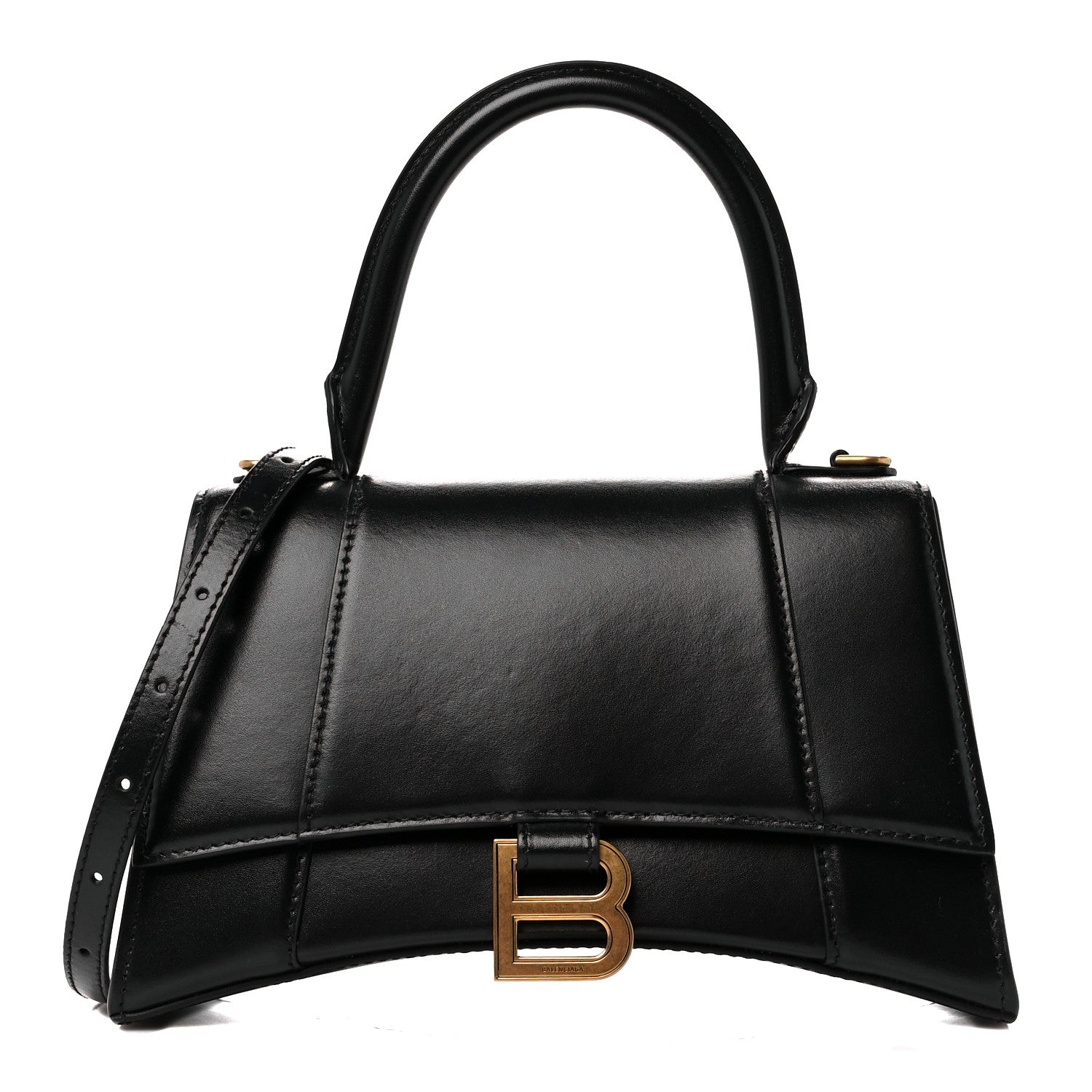 Balenciaga Shiny Box Calfskin Small Hourglass Top Handle Bag Black 1 of 10