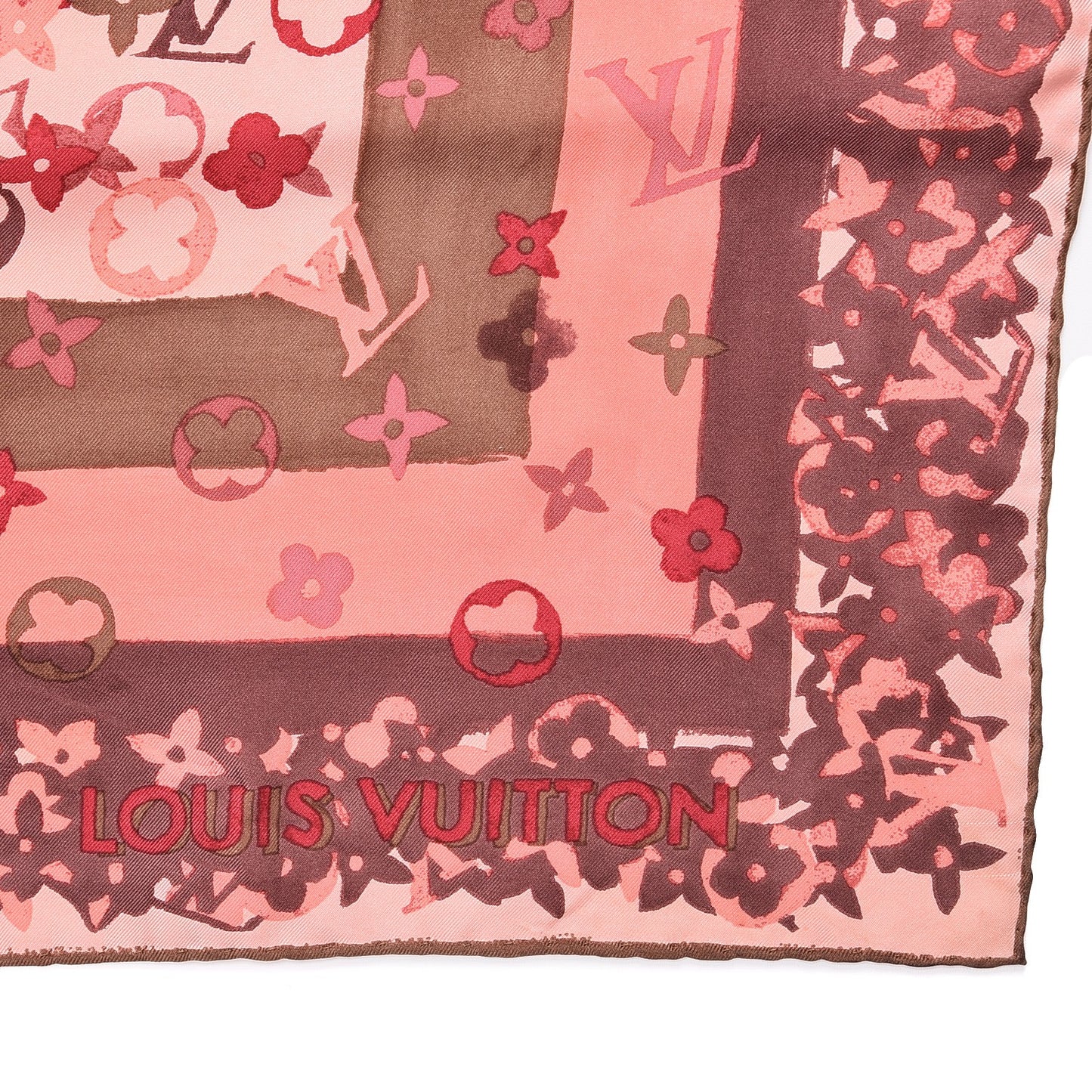 Silk Monogram Arty Square Scarf Pale Pink