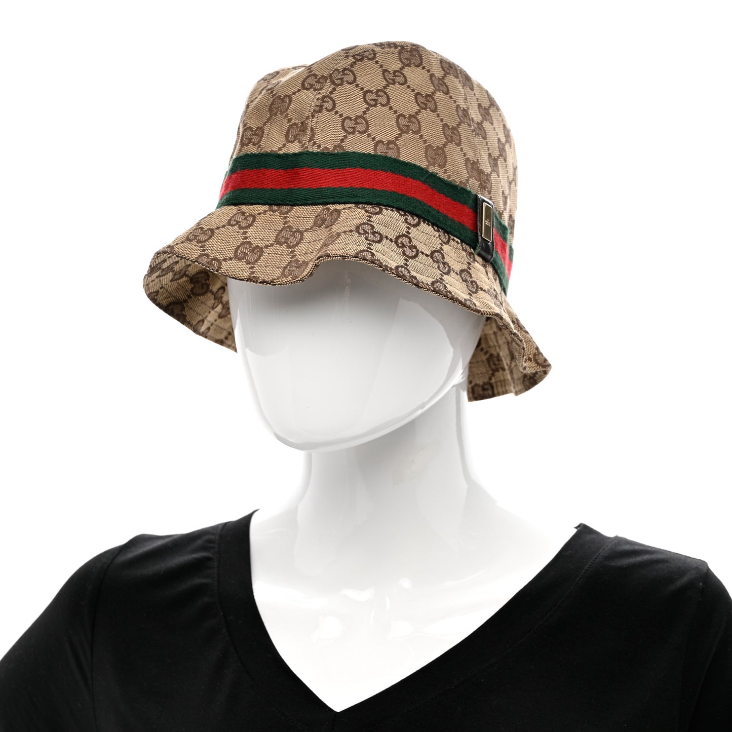 GG Monogram Web Bucket Hat M Brown