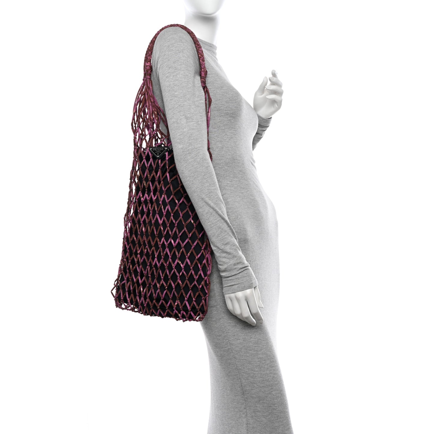 Tessuto Nylon Net Tote Black Pink