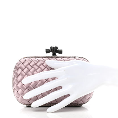 Bottega Veneta Satin Ayers Intrecciato Knot Clutch Pink 2 of 6