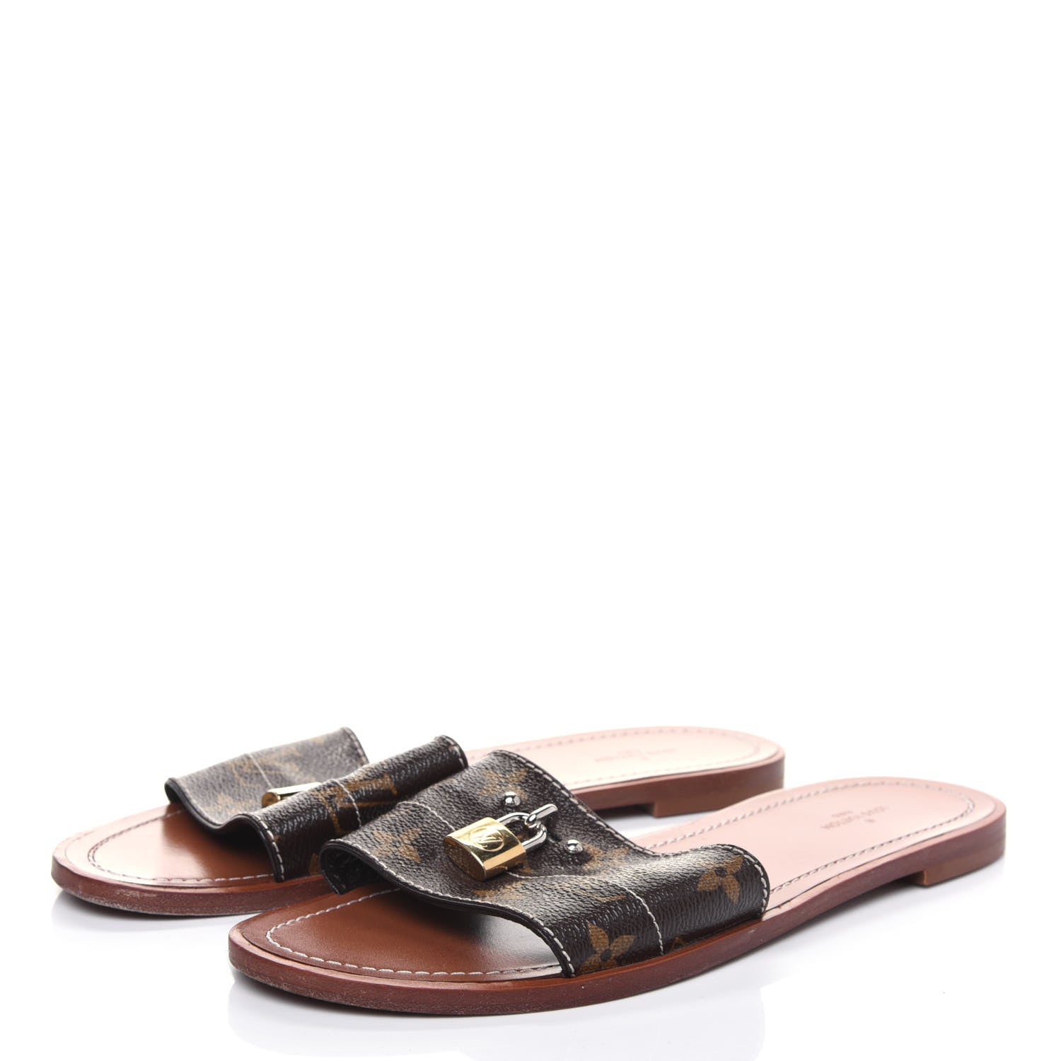 Louis Vuitton Monogram Lock It Flat Mules 39 Brown 3 of 16