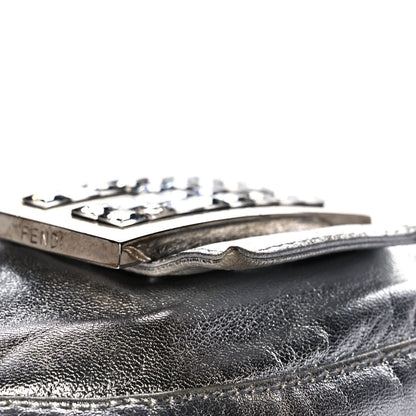 Fendi Metallic Calfskin Crystal Mini Half Moon Baguette Silver 11 of 11