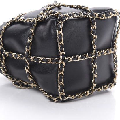 Chanel Lambskin Bucket Chain Drawstring Bag Black 9 of 11