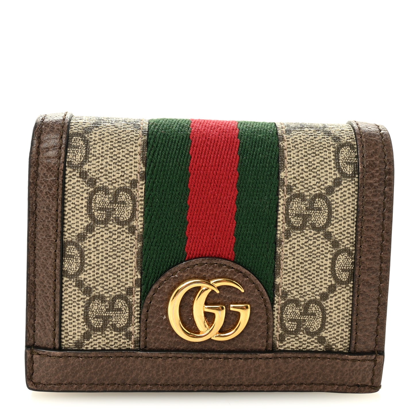 GG Supreme Monogram Web Ophidia Card Case Beige New Acero
