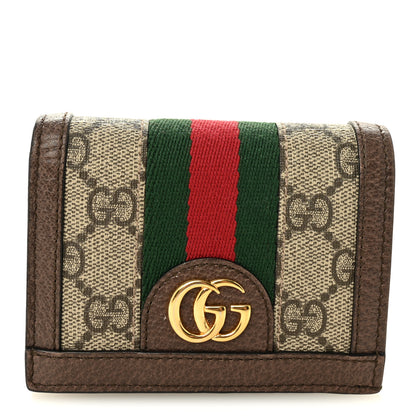 Gucci GG Supreme Monogram Web Ophidia Card Case Beige New Acero 1 of 8