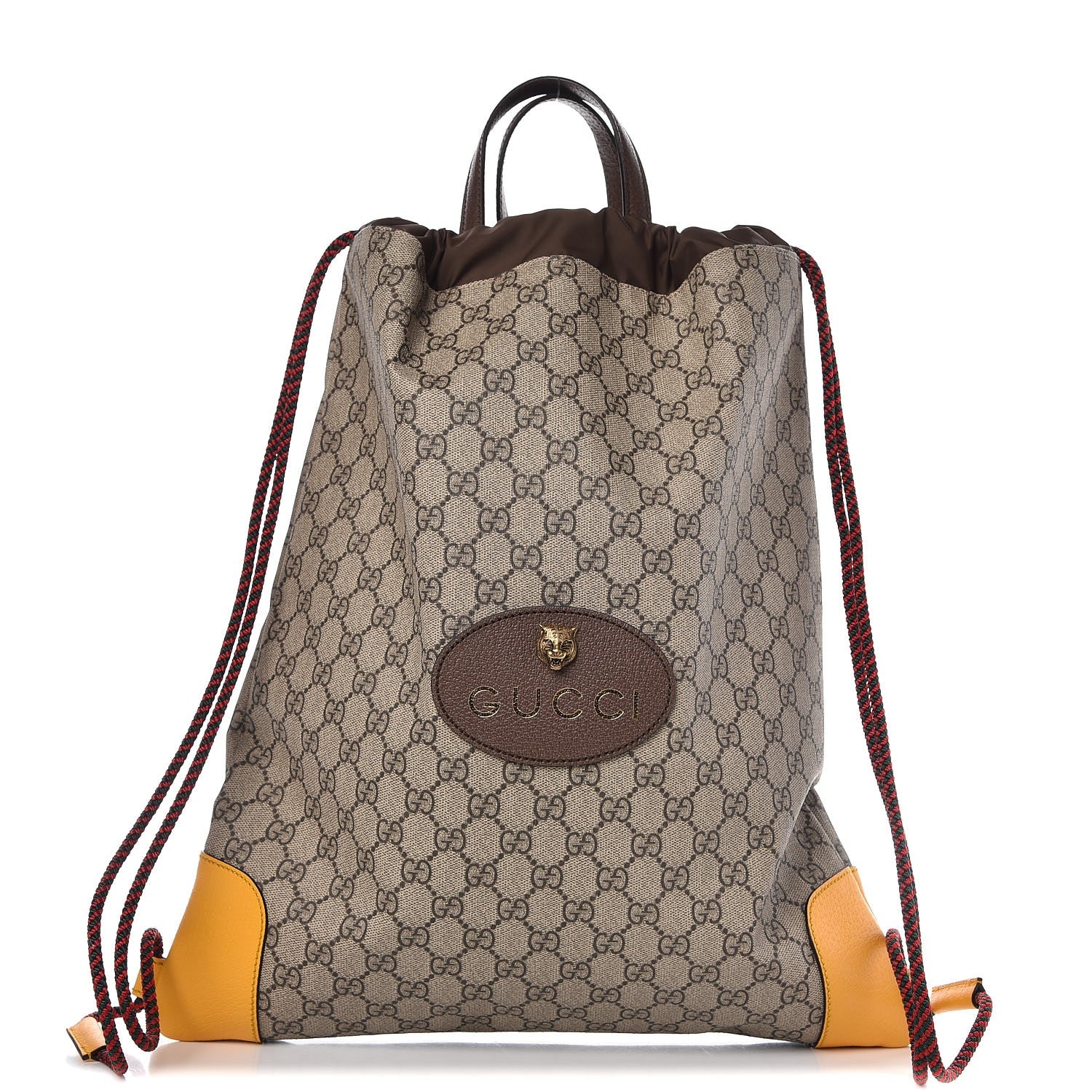Gucci GG Supreme Monogram Neo Vintage Drawstring Backpack Beige New Acero Crop 1 of 8