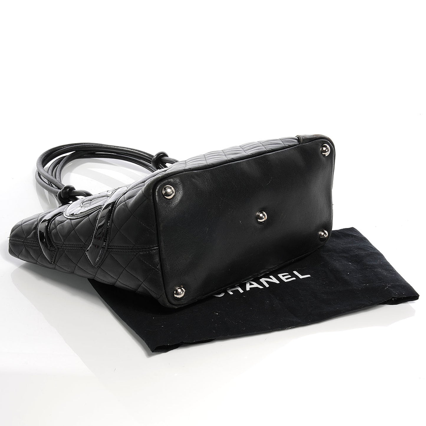 Calfskin Quilted Large Cambon Tote Black