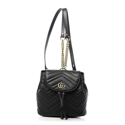Gucci Calfskin Matelasse GG Marmont Flap Backpack Black 1 of 10
