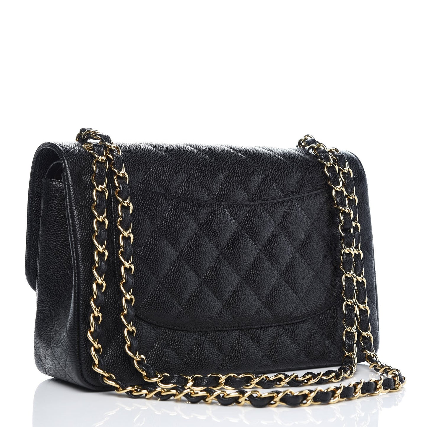 Caviar Quilted Jumbo Double Flap Black