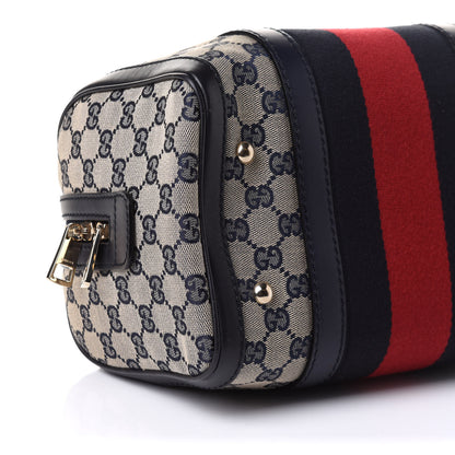 Gucci Monogram Vintage Web Small Boston Navy 10 of 11
