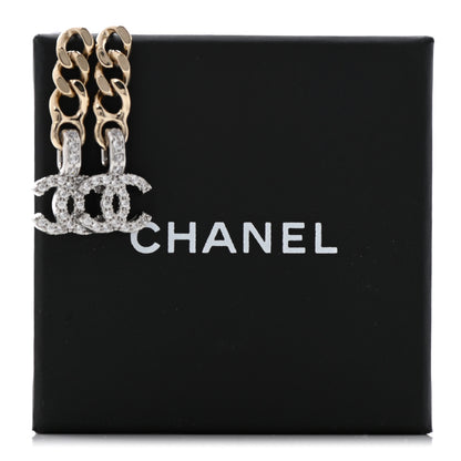 Chanel Metal Crystal CC Chain Drop Earrings Gold 5 of 5