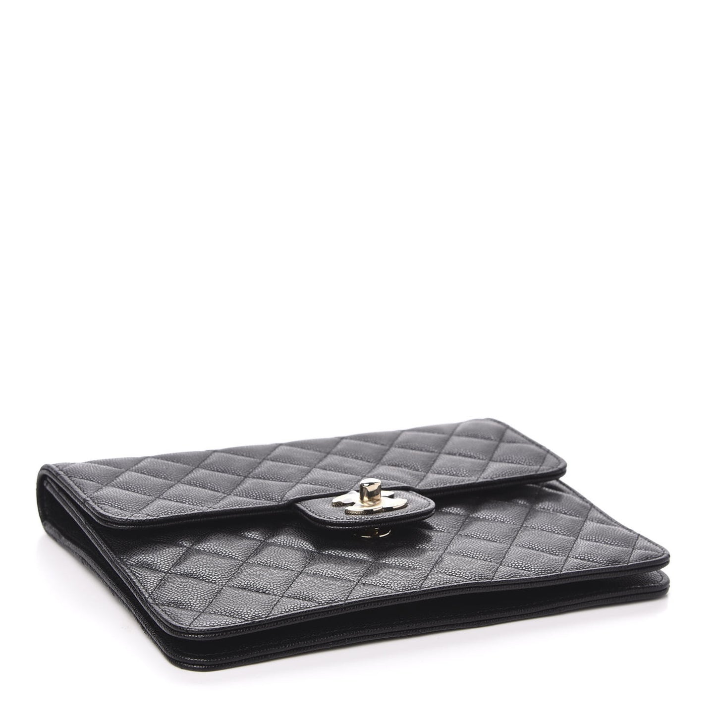 Caviar Quilted Square Flap Clutch Black