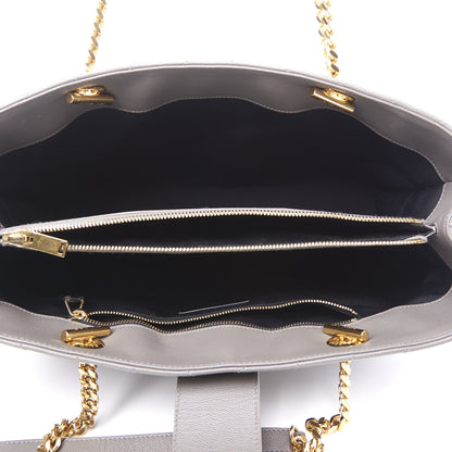 Saint Laurent Grain De Poudre Matelasse Chevron Monogram Shopping Bag Fog 4 of 14