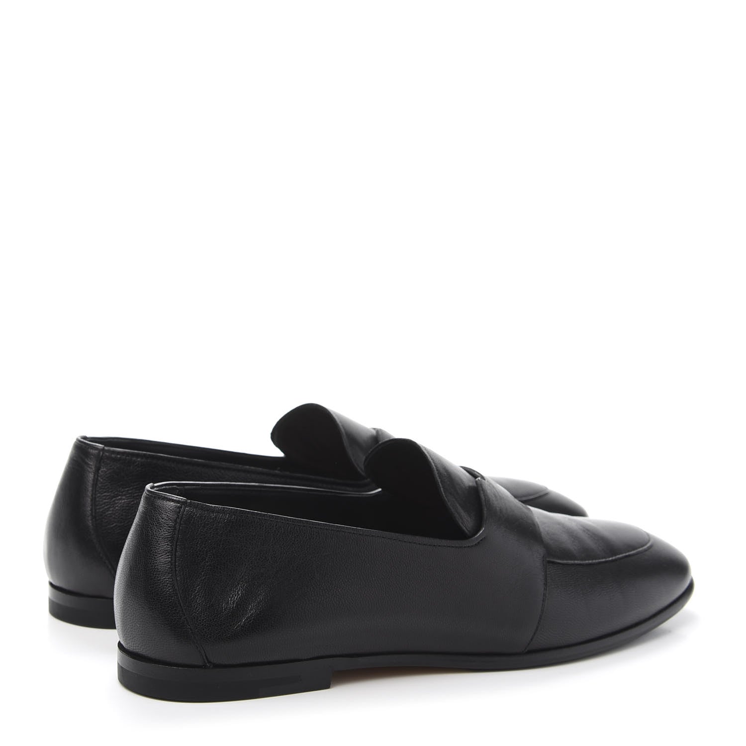 Hermes Goatskin Womens Ancora Moccasin Loafers 37.5 Black 4 of 9
