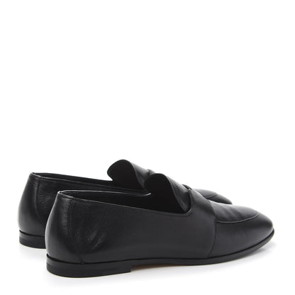 Hermes Goatskin Womens Ancora Moccasin Loafers 37.5 Black 4 of 9