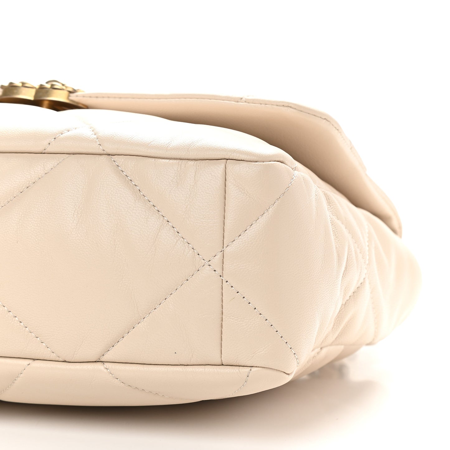 Lambskin Quilted Large Chanel 19 Flap Beige