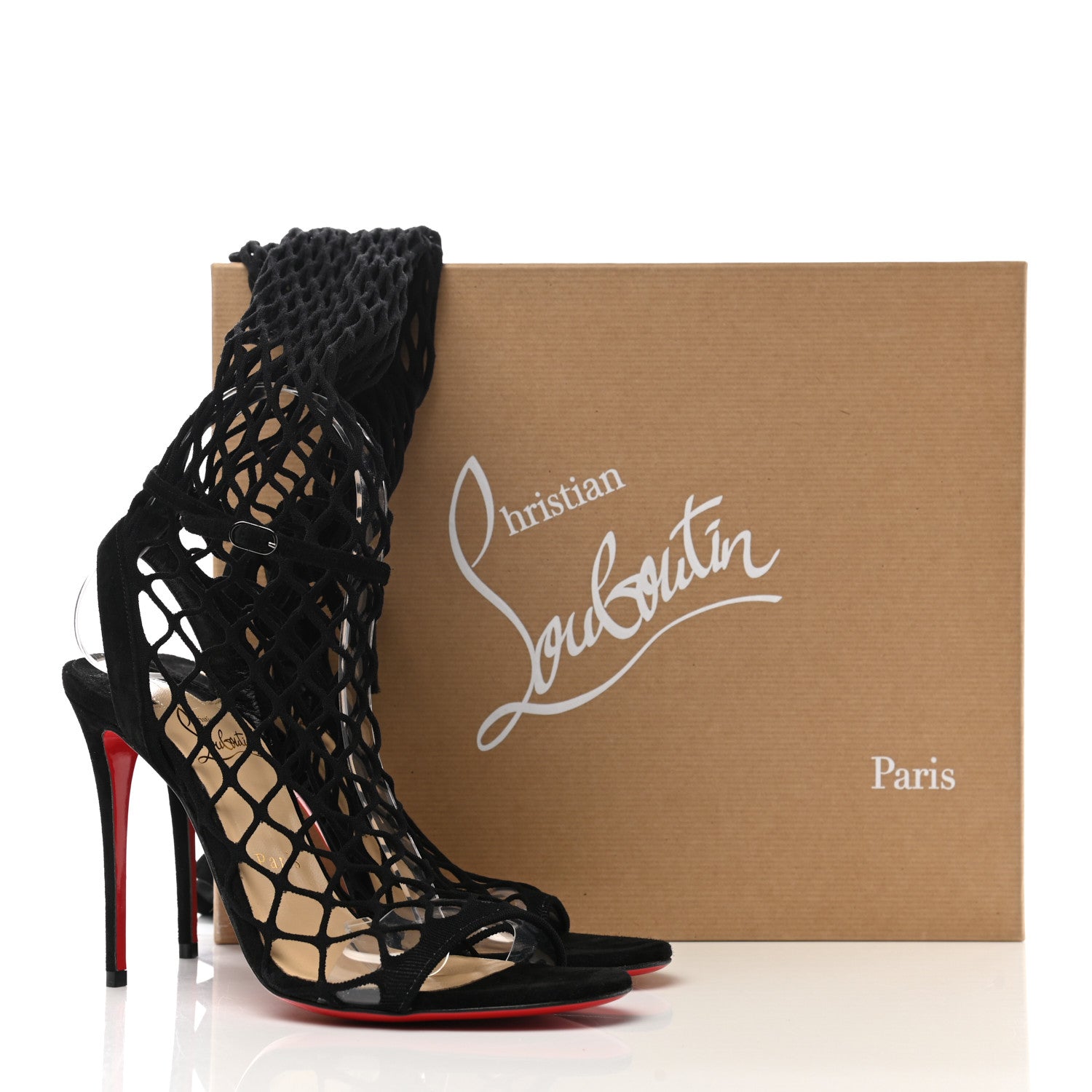Christian Louboutin Veau Velours PVC Fishnet Zoom 100 Sandal 36 Black 9 of 9