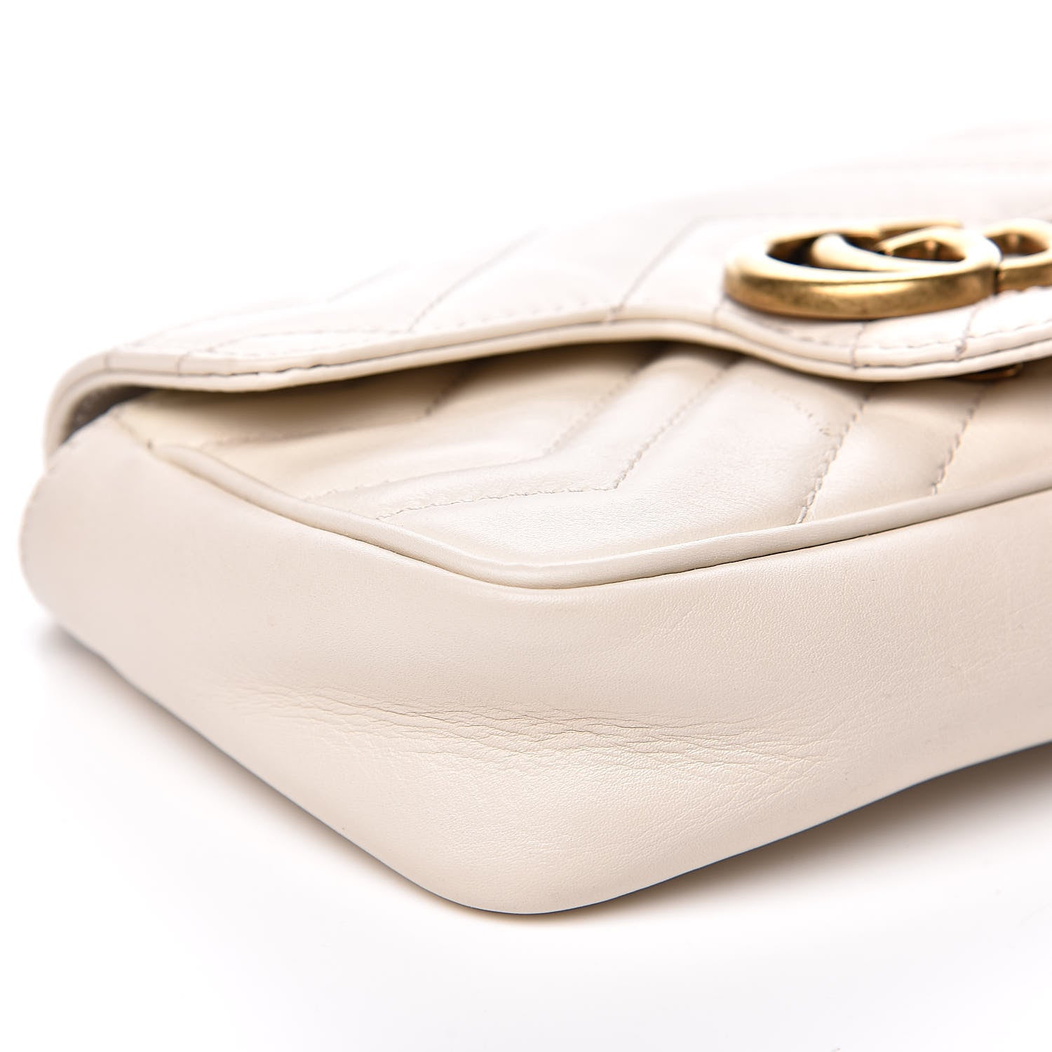 Gucci Calfskin Matelasse Super Mini GG Marmont Shoulder Bag White 8 of 14
