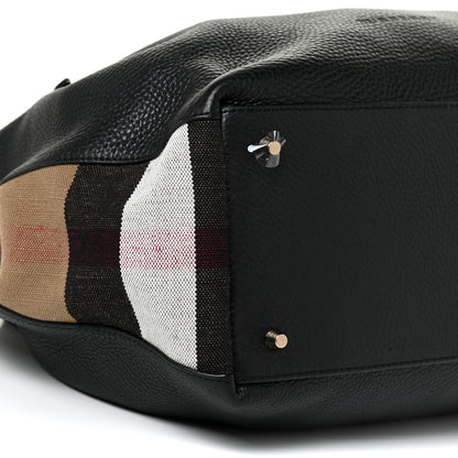 Burberry Grainy Calfskin House Check Medium Maidstone Black 8 of 13