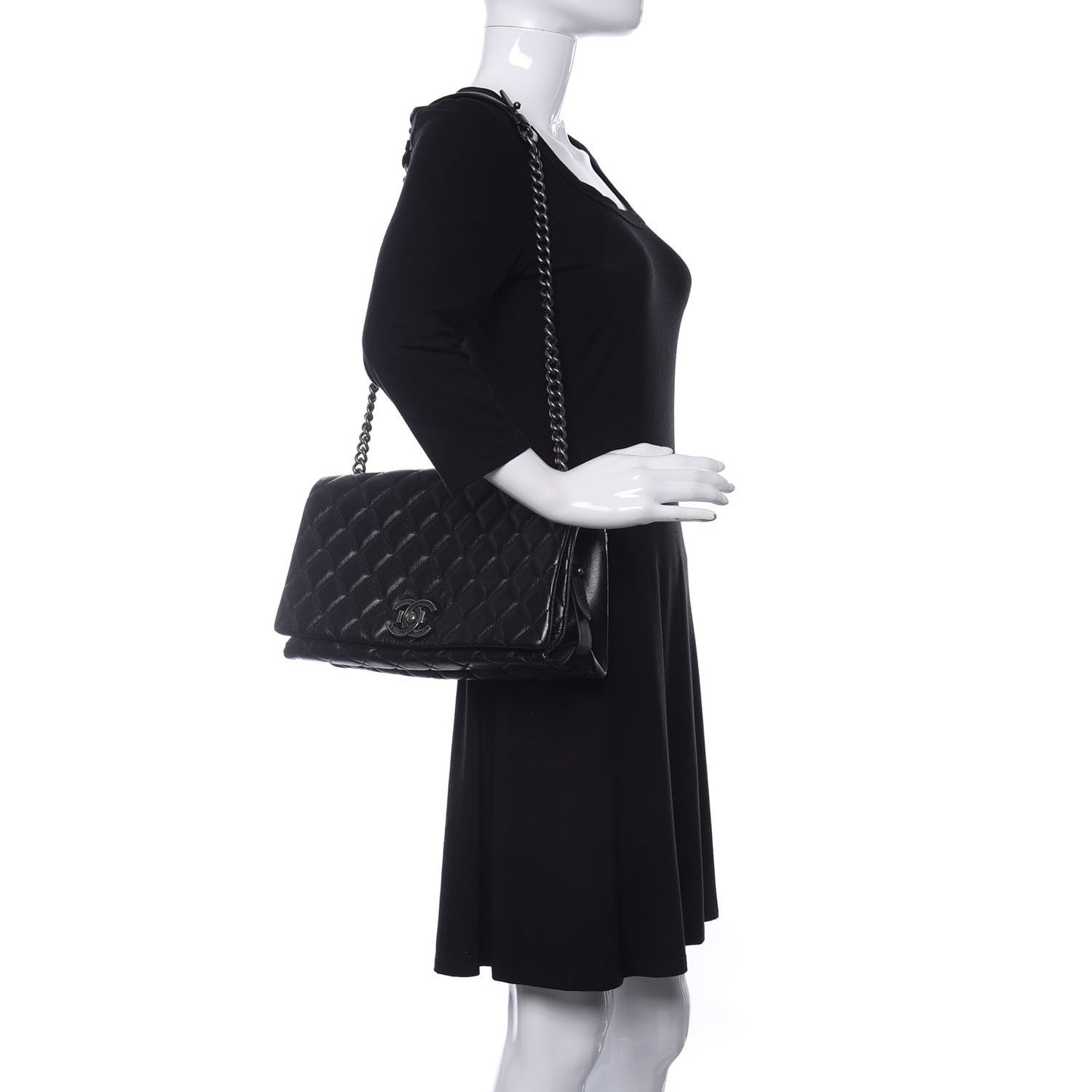 Metallic Goatskin Large City Rock Flap Black