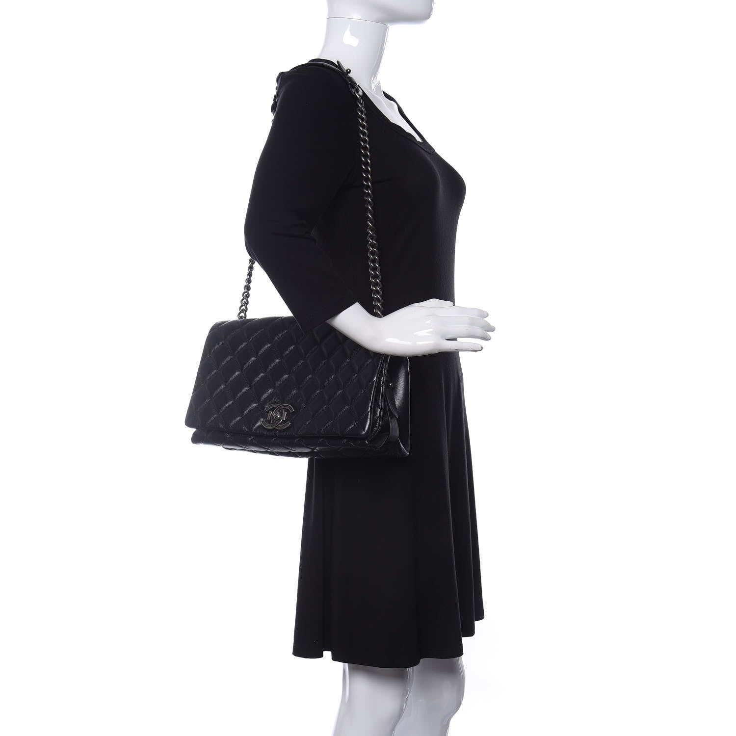 Chanel Metallic Goatskin Large City Rock Flap Black 2 of 10