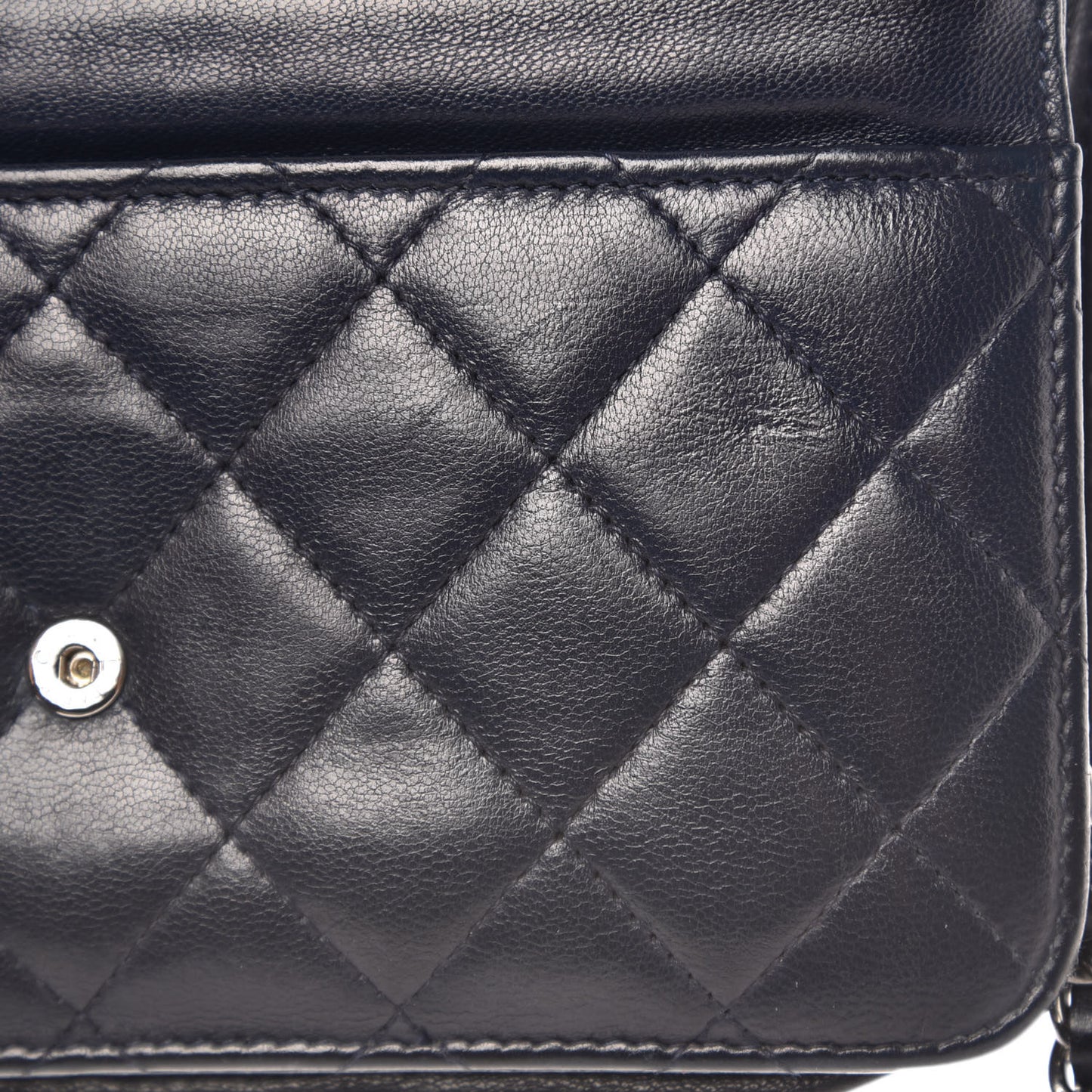 Lambskin Quilted Boy Wallet On Chain WOC Navy Blue