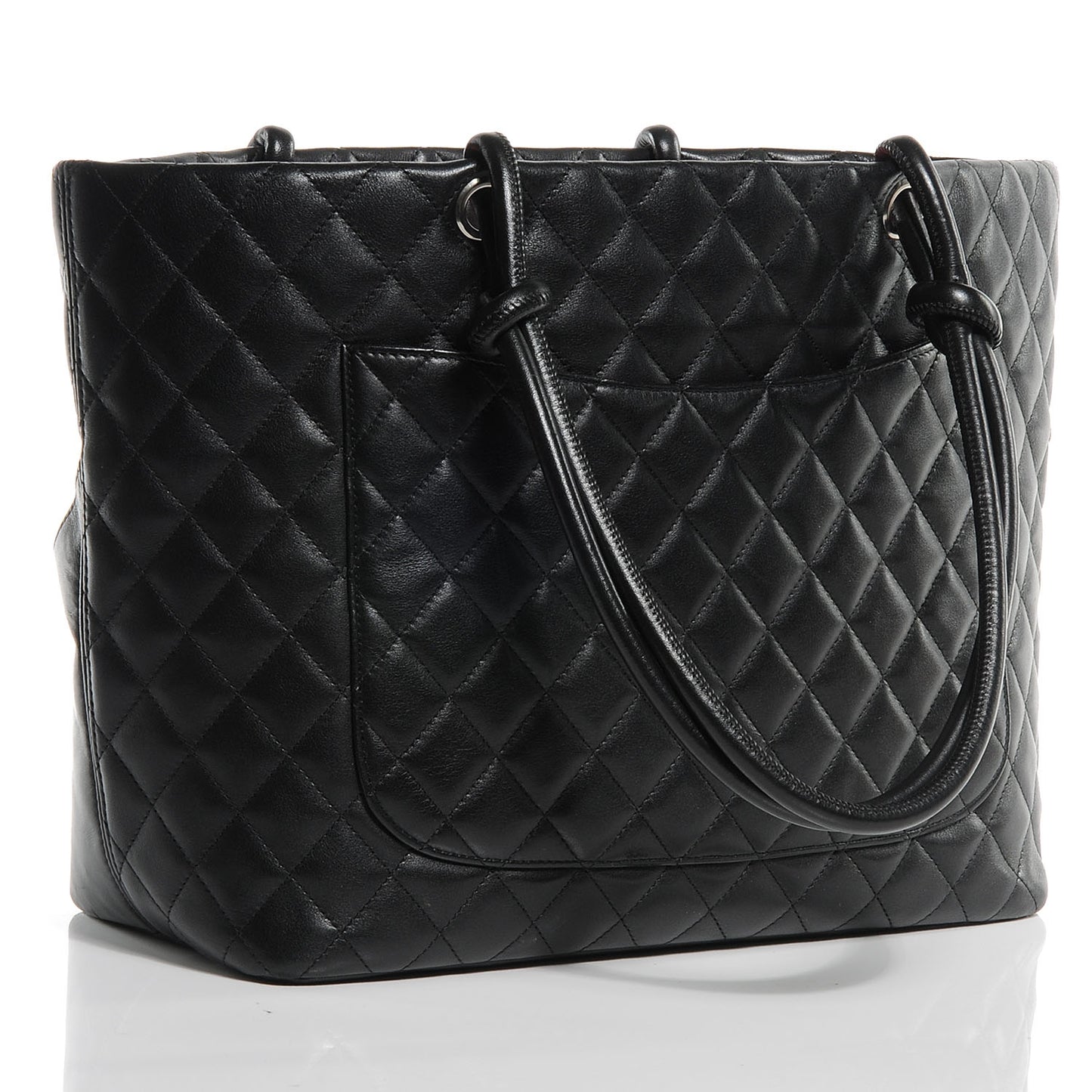 Calfskin Quilted Large Cambon Tote Black White