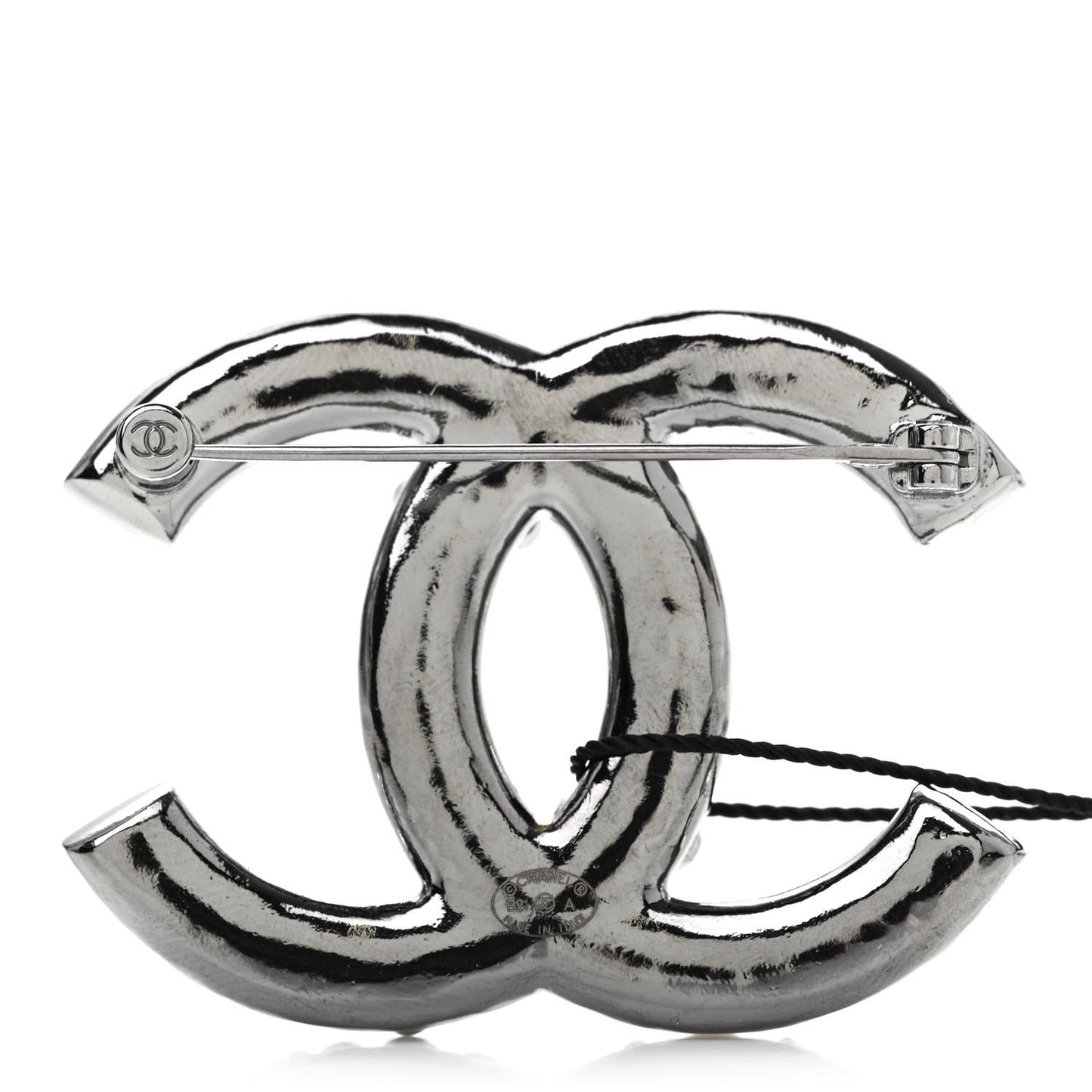 Pearl Crystal CC Brooch Silver