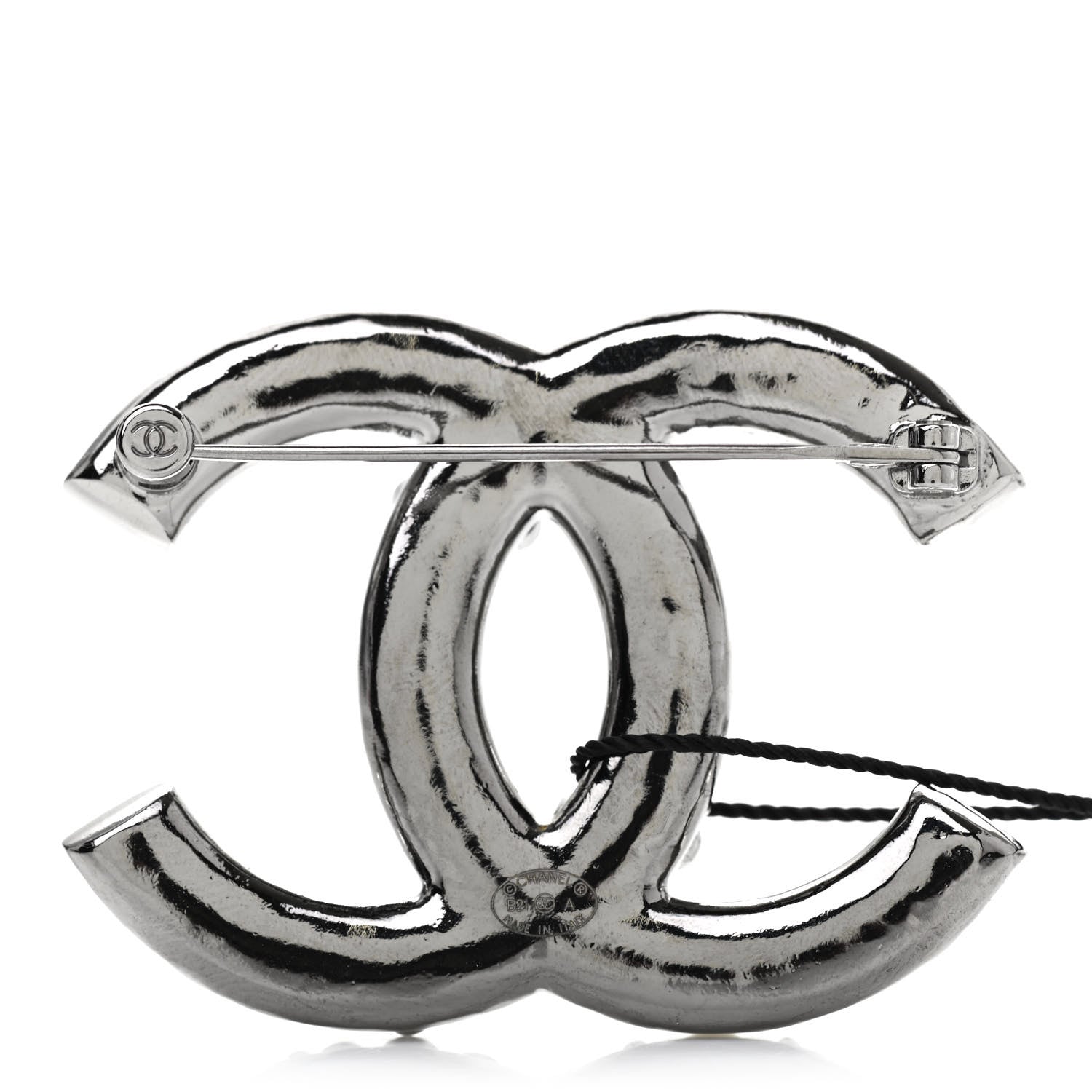 Chanel Pearl Crystal CC Brooch Silver 3 of 4