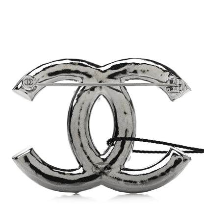 Chanel Pearl Crystal CC Brooch Silver 3 of 4