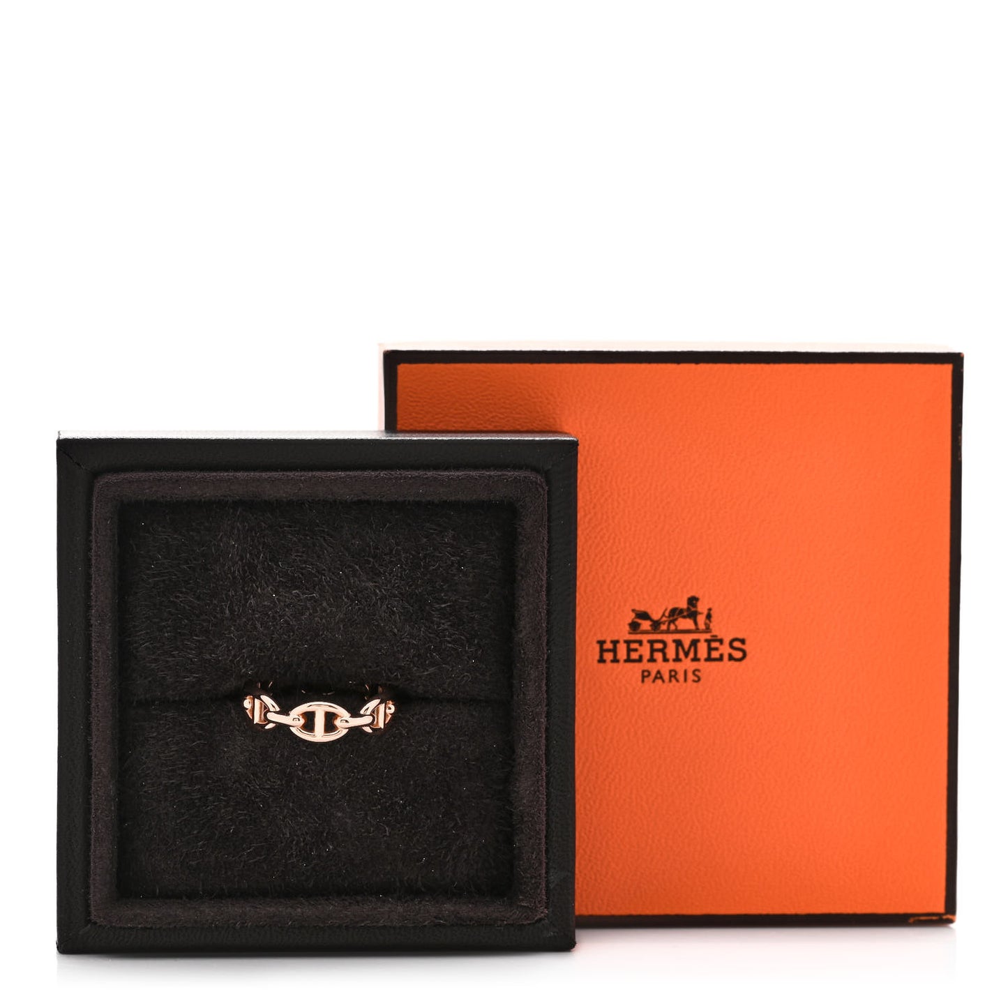 18K Rose Gold PM Chaine D'Ancre Enchainee Ring 53 6.5