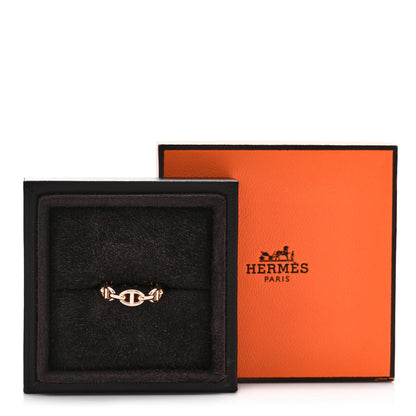 Hermes 18K Rose Gold PM Chaine D'Ancre Enchainee Ring 53 6.5 9 of 9