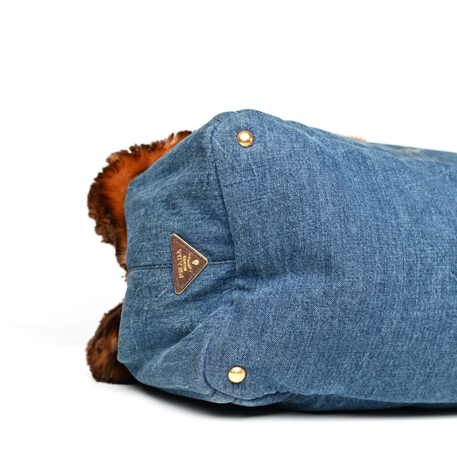 Prada Denim Eco Lapin Logo Tote Avio Tabacco 9 of 11