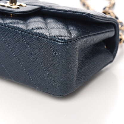 Chanel Iridescent Caviar Quilted Mini Rectangular Flap Dark Blue 8 of 10