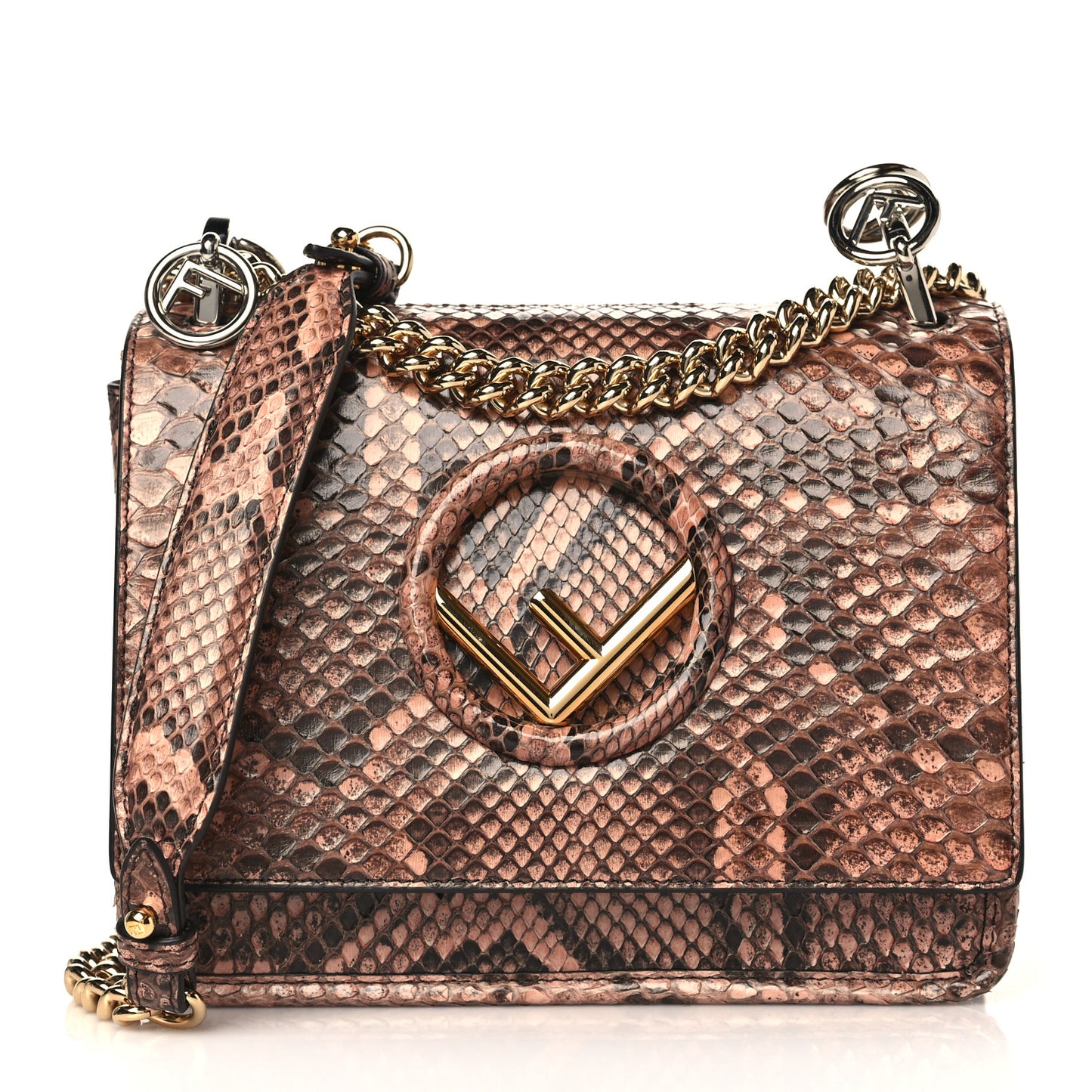 Snakeskin F is Fendi Small Kan I Shoulder Bag Macaron