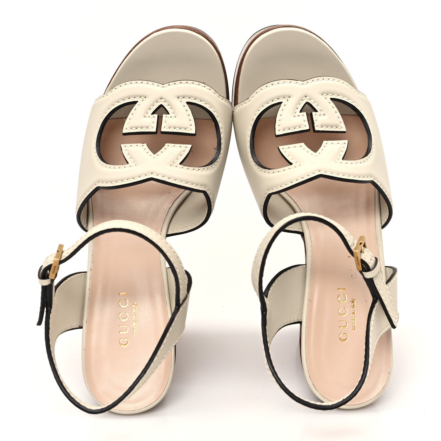 Gucci Cosmos Softy Calfskin Wooden Interlocking G Cut-Out 30/120mm Platform Sandals 36.5 Mystic White 2 of 9