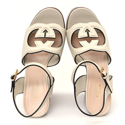 Gucci Cosmos Softy Calfskin Wooden Interlocking G Cut-Out 30/120mm Platform Sandals 36.5 Mystic White 2 of 9