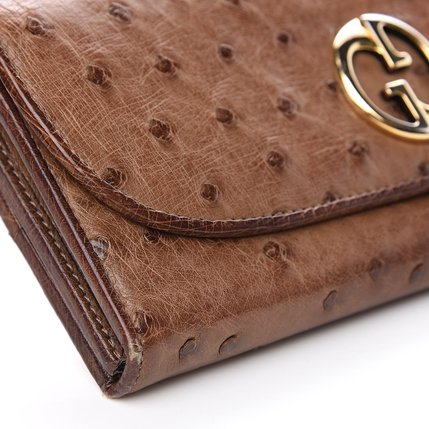 Ostrich 1973 Continental Clutch Wallet Brown