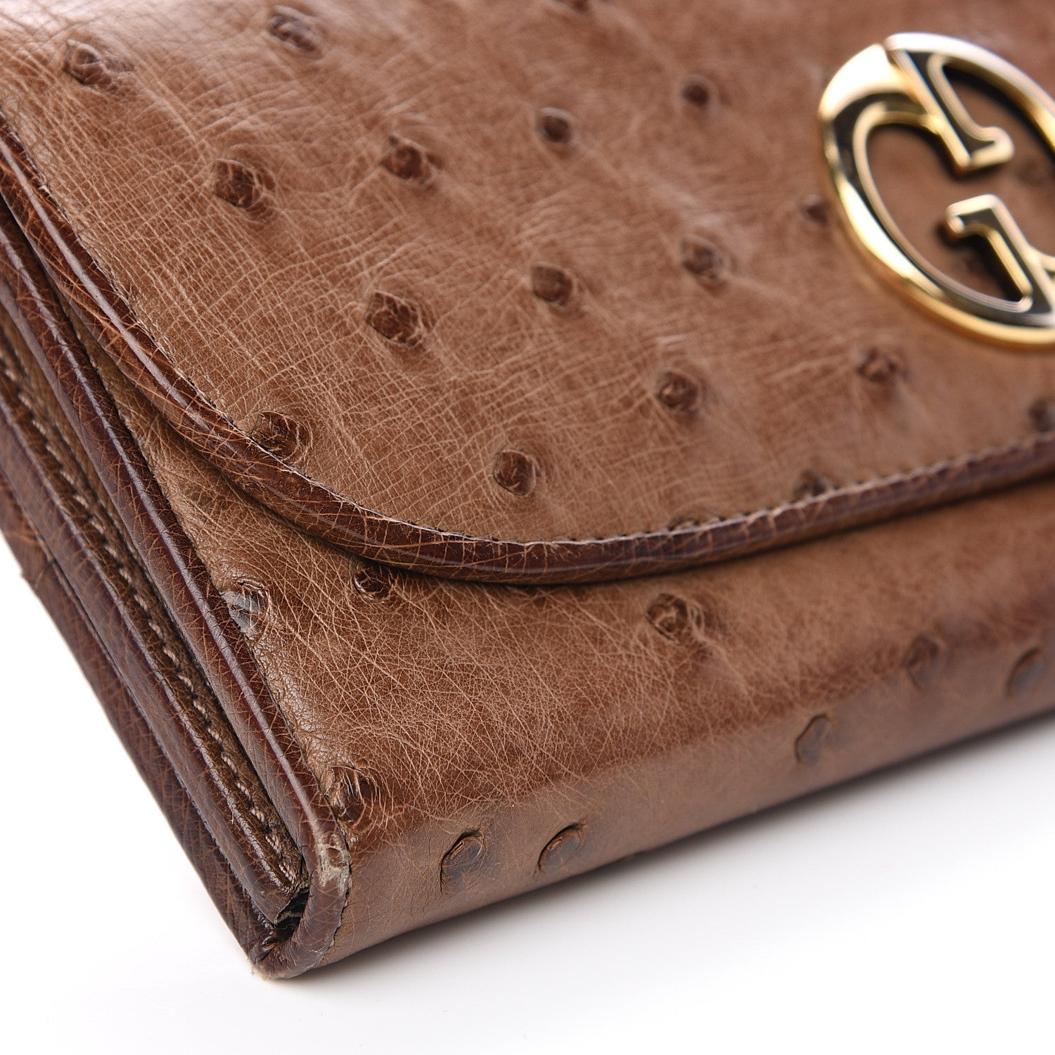 Gucci Ostrich 1973 Continental Clutch Wallet Brown 6 of 12