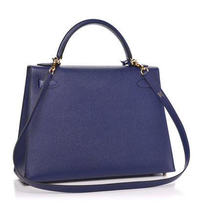 Hermes Epsom Kelly Sellier 32 Bleu Encre 3 of 36