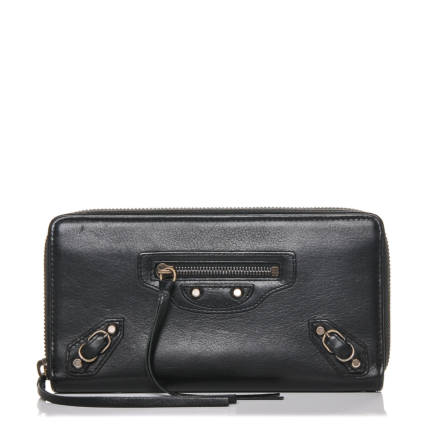 Calfskin Papier Continental Zip Around Wallet Black