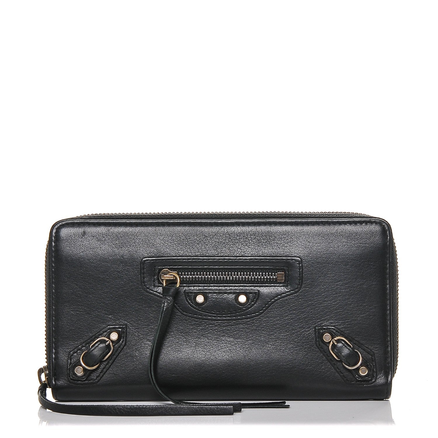 Balenciaga Calfskin Papier Continental Zip Around Wallet Black 1 of 6