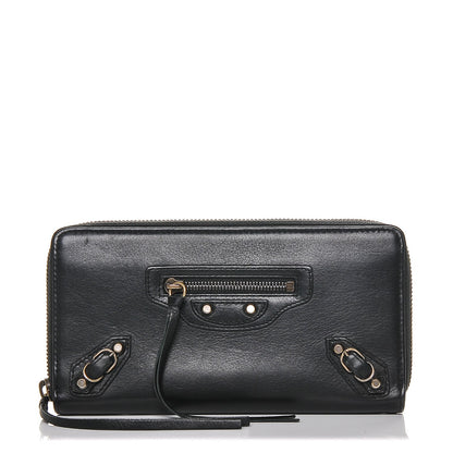 Balenciaga Calfskin Papier Continental Zip Around Wallet Black 1 of 6